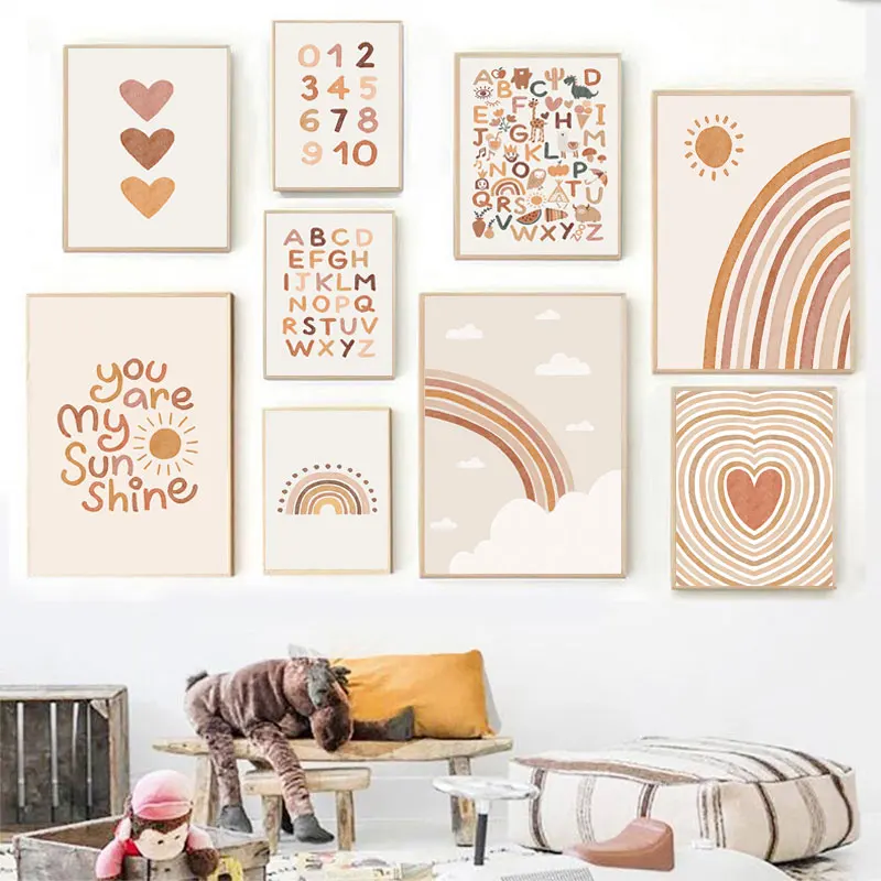 Nursery Wall Posters Sun Rainbow Canvas Painting Alphabet Print Number Poster Nordic Wall Art Pictures for Kids Room Decoration
Nursery Wall Posters Sun Rainbow Canvas Painting Alphabet Print Number Poster Nordic Wall Art Pictures for Kids Room Decoration