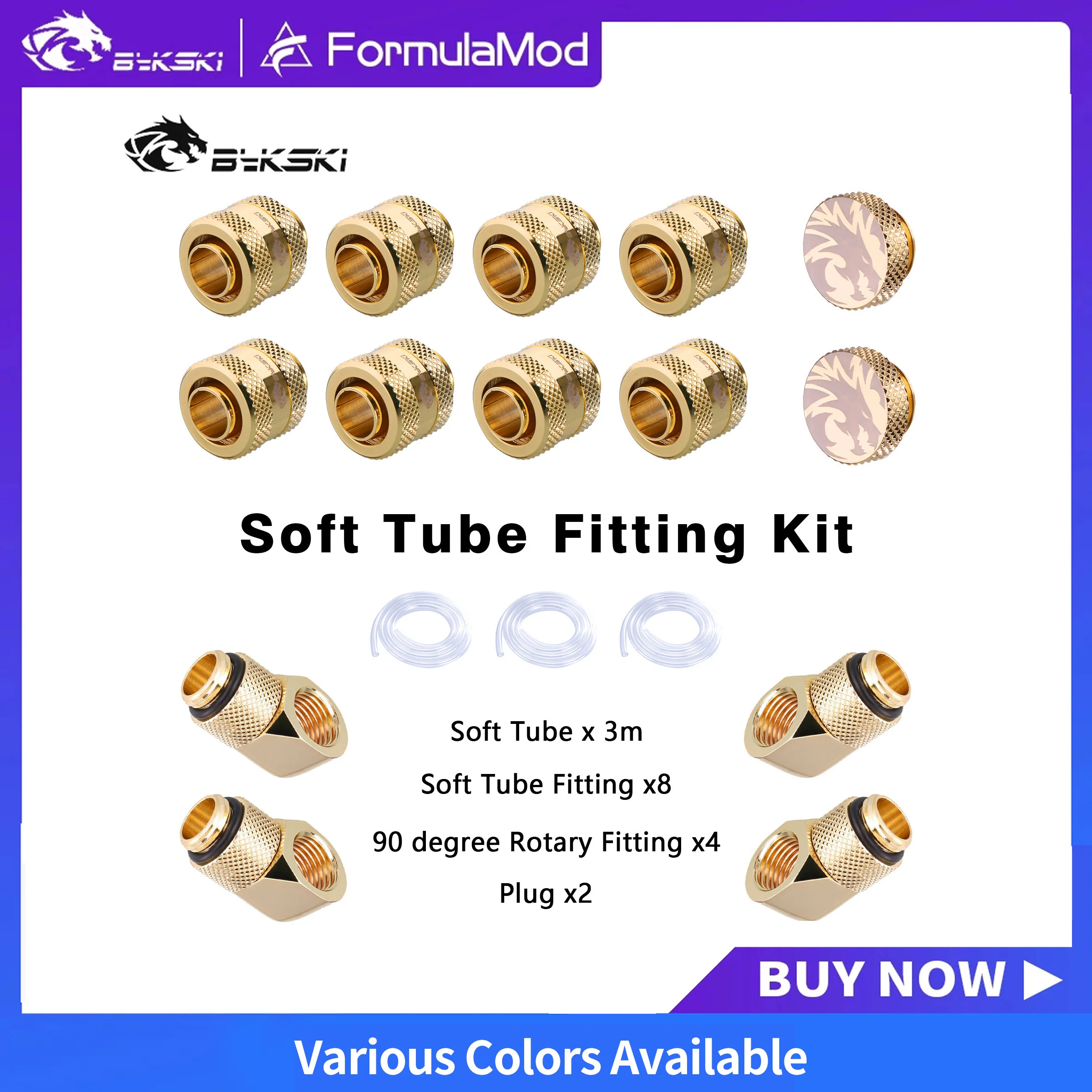 Bykski soft Tube Hose Fitting Kit Set, OD 10*13,10*16MM, 90 degree, Plug, For Computer Water Cooling system, BY-STK
Bykski soft Tube Hose Fitting Kit Set, OD 10*13,10*16MM, 90 degree, Plug, For Computer Water Cooling system, BY-STK