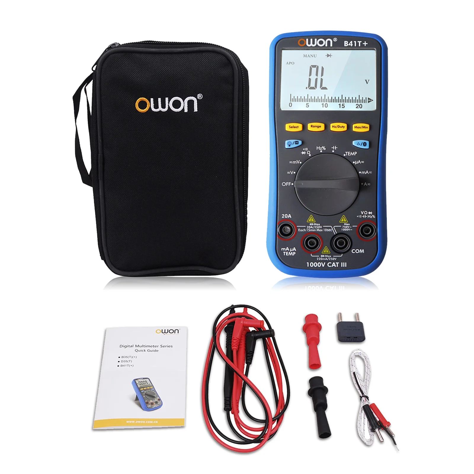 OWON B41T+ Smart Auto Digital Multimeter 4 1/2 Digital Multimeter With Bluetooth True RMS Tester Meter
OWON B41T+ Smart Auto Digital Multimeter 4 1/2 Digital Multimeter With Bluetooth True RMS Tester Meter