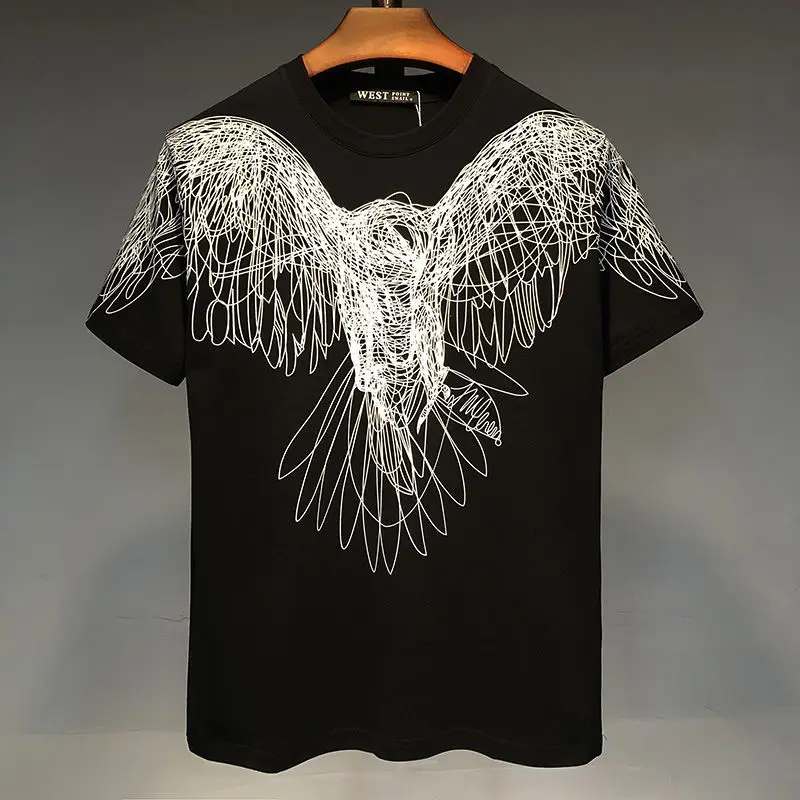 Cotton T Shirts Men Half-Sleeved Loose Dark Wings Printed T-shirt Summer Harajuku Shirt Tops Black White Eagle Graffiti Tees
Cotton T Shirts Men Half-Sleeved Loose Dark Wings Printed T-shirt Summer Harajuku Shirt Tops Black White Eagle Graffiti Tees