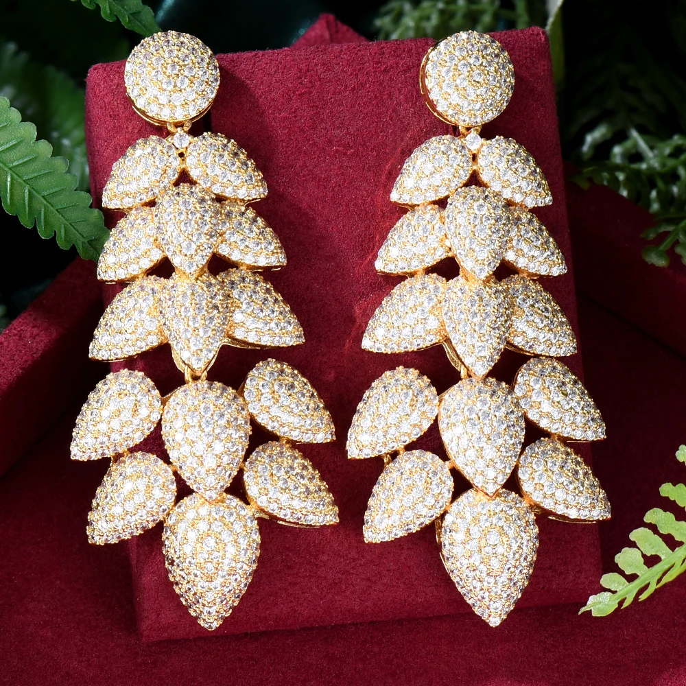 Siscathy Exaggerate Fashion Leaves Drop Earrings For Women Female Long Luxury Full Micro Zirconia Hanging Earring Party Jewelry
Siscathy Exaggerate Fashion Leaves Drop Earrings For Women Female Long Luxury Full Micro Zirconia Hanging Earring Party Jewelry