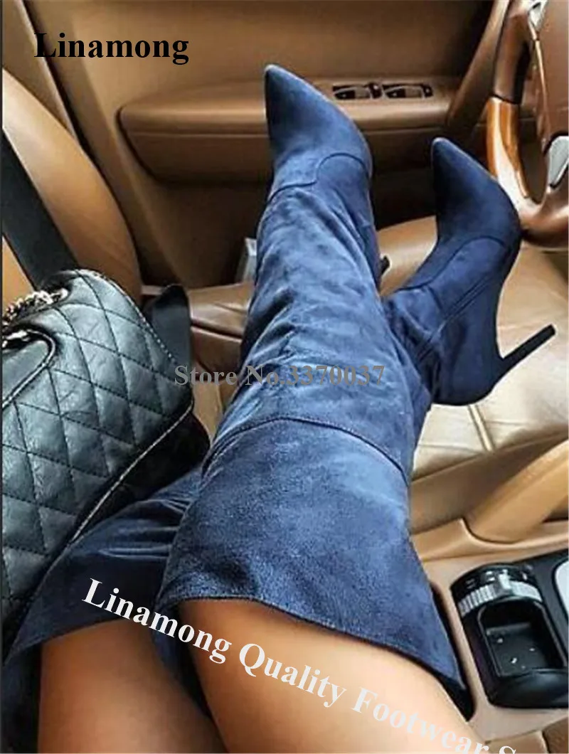 Brand Design Pointed Toe Suede Leather Over Knee Stiletto Heel Boots Blue Grey Top Cut-out Long High Heel Boots Dress Heels
Brand Design Pointed Toe Suede Leather Over Knee Stiletto Heel Boots Blue Grey Top Cut-out Long High Heel Boots Dress Heels