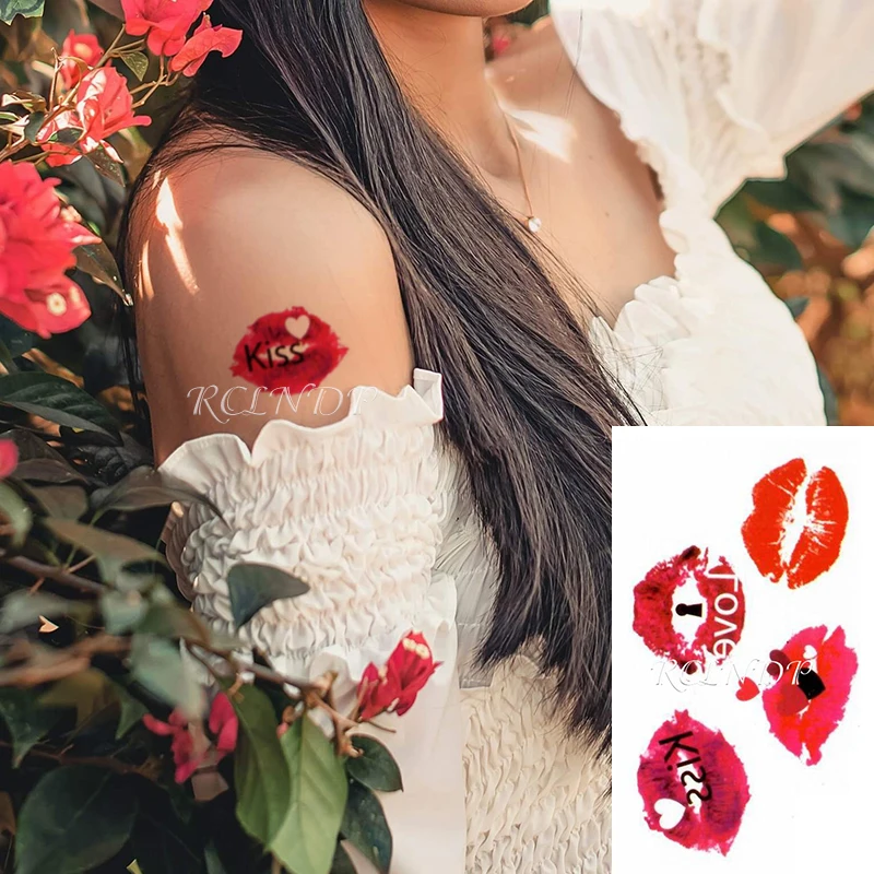Waterproof Temporary Tattoo Sticker Red Mouth Kiss Words Heart Pattern Body Art Fake Tatto Flash Tatoofor Girl Men Women
Waterproof Temporary Tattoo Sticker Red Mouth Kiss Words Heart Pattern Body Art Fake Tatto Flash Tatoofor Girl Men Women