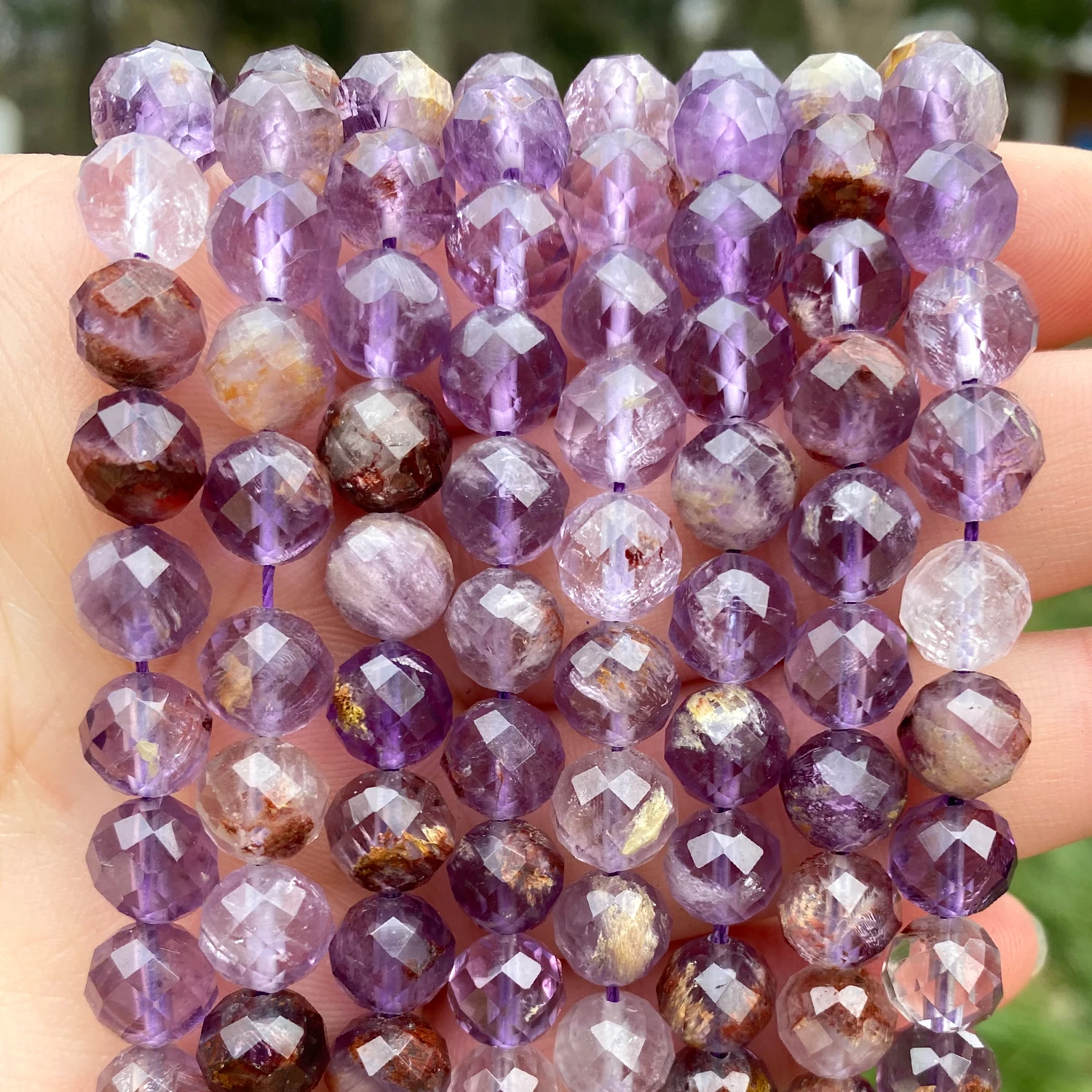 7.5inch Natural Faceted Stone Beads Purple Ghost Crystal Round Loose Beads for Jewelry Making DIY Bracelet Necklace Accessories
7.5inch Natural Faceted Stone Beads Purple Ghost Crystal Round Loose Beads for Jewelry Making DIY Bracelet Necklace Accessories