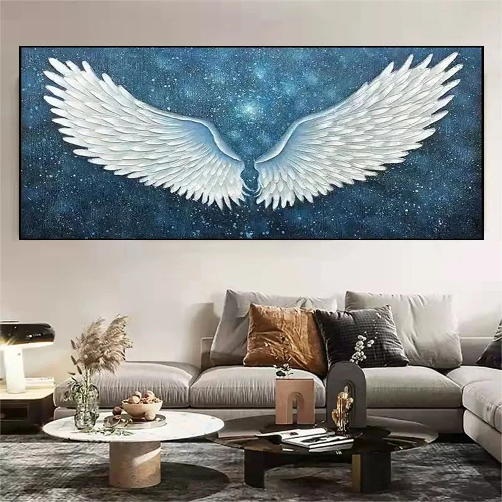 Nordic Angel Wings White Feather Oil Painting Handmade Canvas Picture Wall Paintings Art Living Room Decoration Starry Sky Mural
Nordic Angel Wings White Feather Oil Painting Handmade Canvas Picture Wall Paintings Art Living Room Decoration Starry Sky Mural