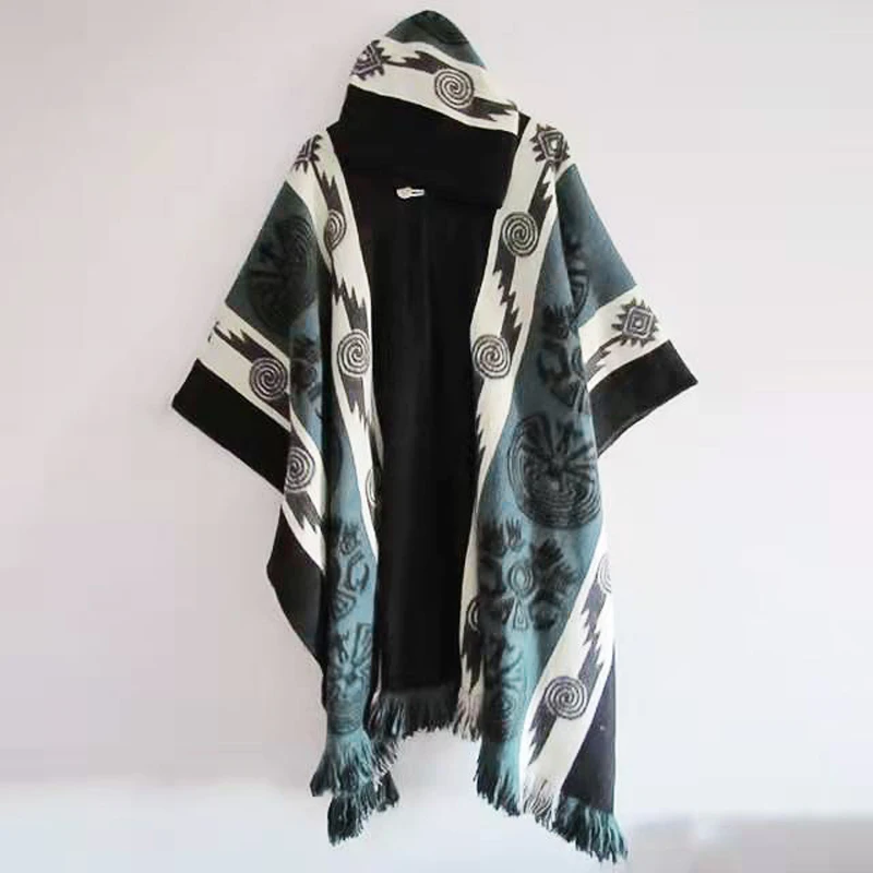 Fashion Men Poncho Shawl Knitting Retro Ethnic Pattern Printing Autumn Winter Windbreaker Women Hooded Cape Outwear
Fashion Men Poncho Shawl Knitting Retro Ethnic Pattern Printing Autumn Winter Windbreaker Women Hooded Cape Outwear