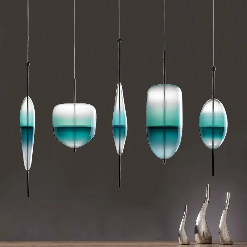 Designer WonderGlass Pendant Lamp LED Blue Lampshade Hanging Light Restaurant Hotel Bar Bedside Night Flow Glass Chandelier
Designer WonderGlass Pendant Lamp LED Blue Lampshade Hanging Light Restaurant Hotel Bar Bedside Night Flow Glass Chandelier