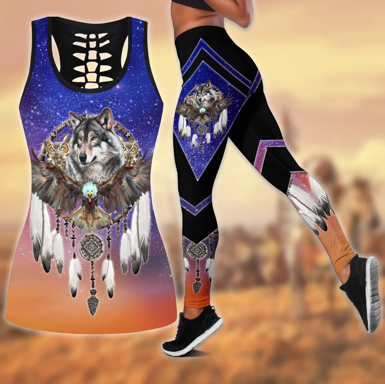Tribal style Native Indian Wolf 3D All Over Printed Legging + Hollow Tank Combo Sexy Elastic Female Skinny Leggings DDK44
Tribal style Native Indian Wolf 3D All Over Printed Legging + Hollow Tank Combo Sexy Elastic Female Skinny Leggings DDK44