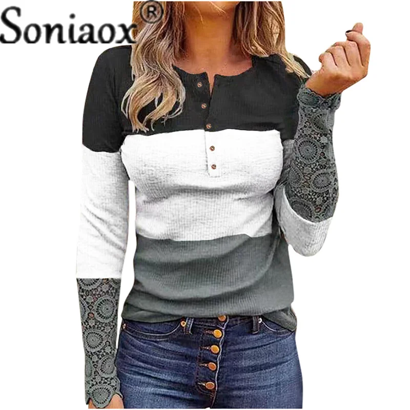 2021 Autumn Women Stripe Color Matching Slim Tops Leopard Print Buttons O Neck Long-Sleeved Urban Casual Ladies Pullover T-Shirt
2021 Autumn Women Stripe Color Matching Slim Tops Leopard Print Buttons O Neck Long-Sleeved Urban Casual Ladies Pullover T-Shirt