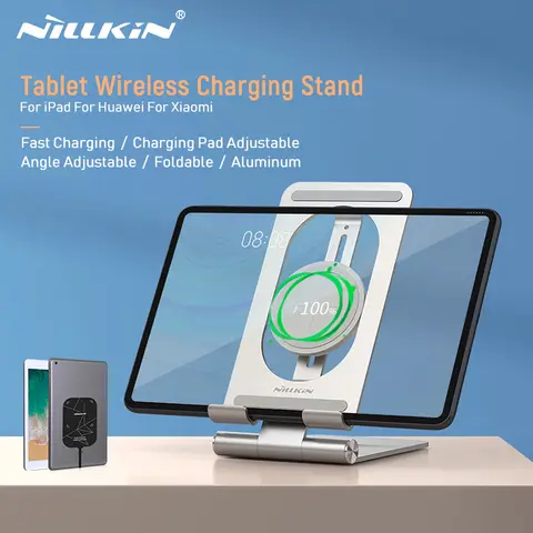 Dla iPad bezprzewodowa ładowarka, Nillkin Tablet bezprzewodowa ładowarka aluminiowa 15W Qi bezprzewodowa ładowarka dla Huawei MatePad Pro dla ipada
