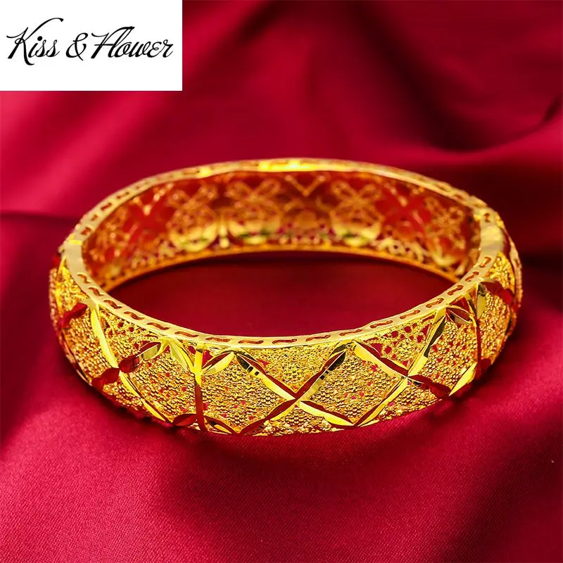 KISS&FLOWER BR168 Fine Jewelry Wholesale Fashion Woman Girl Birthday Wedding Gift Vintage Hollow Round 24KT Gold Bracelet Bangle
KISS&FLOWER BR168 Fine Jewelry Wholesale Fashion Woman Girl Birthday Wedding Gift Vintage Hollow Round 24KT Gold Bracelet Bangle