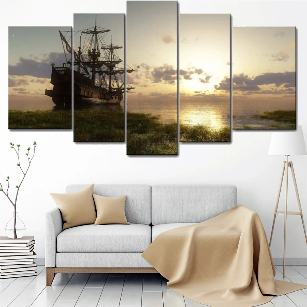5 Pieces Wall Art Canvas Painting Nautical Pirate Ship Landscape Poster Picture Modern For Living Room Home Decoration Modular
5 Pieces Wall Art Canvas Painting Nautical Pirate Ship Landscape Poster Picture Modern For Living Room Home Decoration Modular