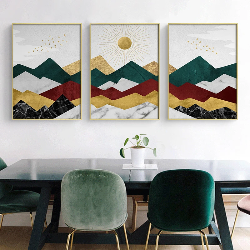 Nordic Abstract Geometric Mountain Landscape Wall Art Canvas Painting Golden Sun Art Poster Print Wall Picture for Living Room
Nordic Abstract Geometric Mountain Landscape Wall Art Canvas Painting Golden Sun Art Poster Print Wall Picture for Living Room