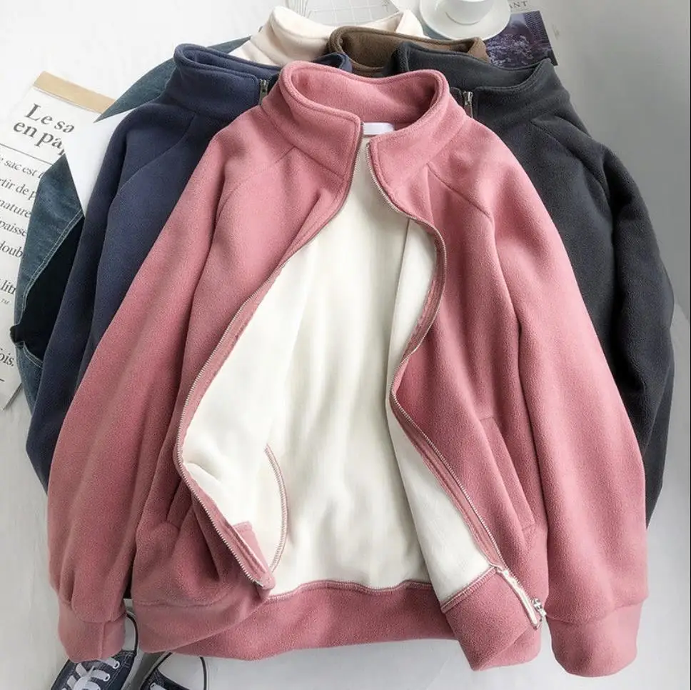 2021 Jacket Women Solid Color Stand Collar Autumn Winter Imitation Lamb Wool Loose Plus Velvet Thick Zipper Sweatshirt Tops
2021 Jacket Women Solid Color Stand Collar Autumn Winter Imitation Lamb Wool Loose Plus Velvet Thick Zipper Sweatshirt Tops