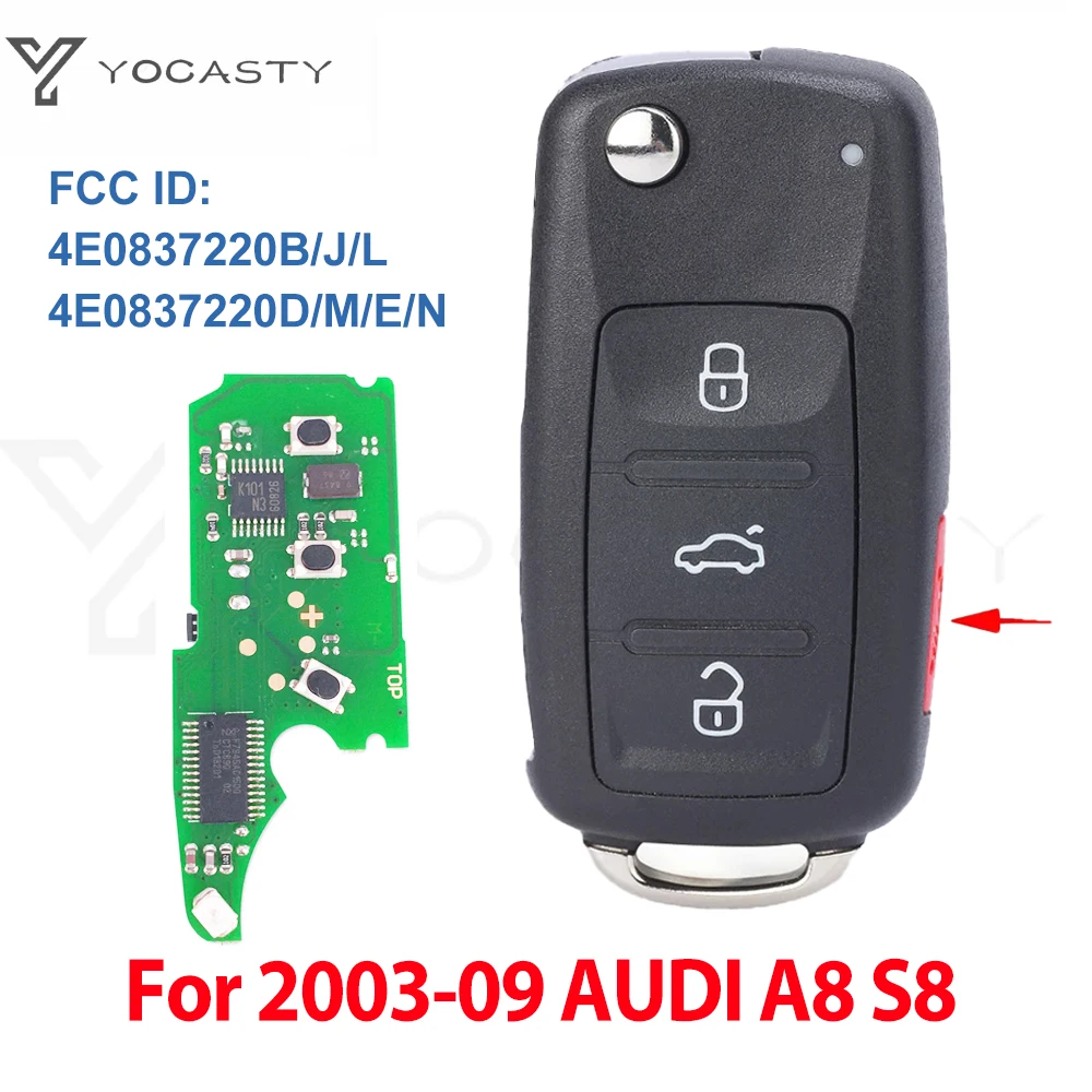 YOCASTY 4E0837220B/J/L/D/M/E/N Keyless Entry Smart Car Remote Key Fob ID46 For 2003 2004 2005 2006 2007 2008 2009 Audi A8 S8
YOCASTY 4E0837220B/J/L/D/M/E/N Keyless Entry Smart Car Remote Key Fob ID46 For 2003 2004 2005 2006 2007 2008 2009 Audi A8 S8