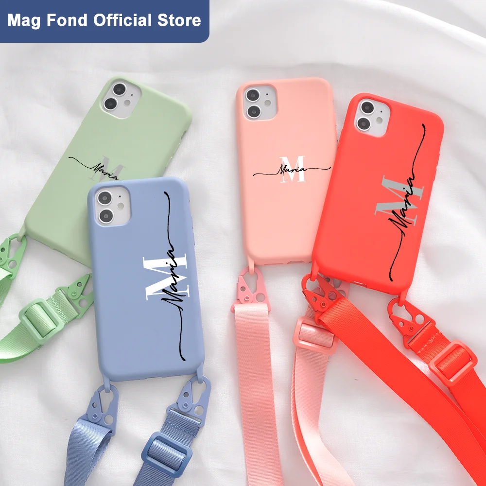 Custom Name Phone Case For iPhone 12 11 Pro Max 7 8 Plus X XR XS 2020 SE With Rope Customize Design letter Liquid Silicone Cover
Custom Name Phone Case For iPhone 12 11 Pro Max 7 8 Plus X XR XS 2020 SE With Rope Customize Design letter Liquid Silicone Cover