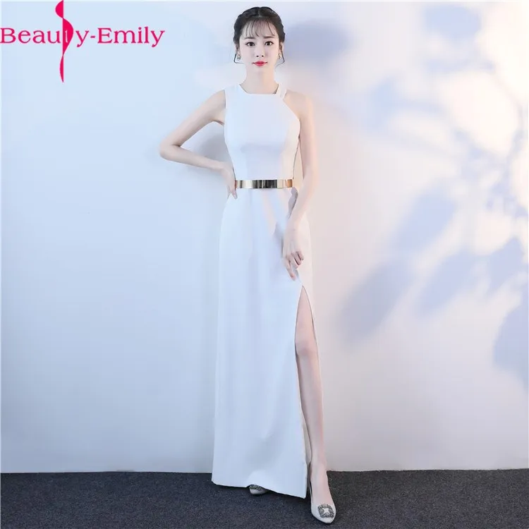 Fashion Halter Neck Sleeveless Evening Dress with Sashes 2020 New Arrival Special Occasion Dress with High Side Split
Fashion Halter Neck Sleeveless Evening Dress with Sashes 2020 New Arrival Special Occasion Dress with High Side Split