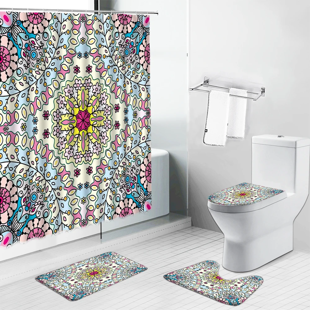 India Bohemian Geometric Printed Shower Curtain Mandala Flower Bathroom Sets Non-Slip Bath Mat Kitchen Carpet Toilet Cover Rug
India Bohemian Geometric Printed Shower Curtain Mandala Flower Bathroom Sets Non-Slip Bath Mat Kitchen Carpet Toilet Cover Rug