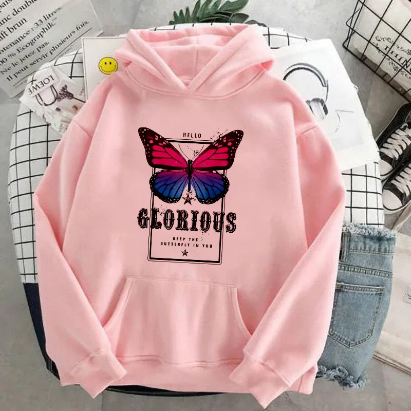 Hipster Hoodies Women Clothing Beautiful butterfly Print Long Sleeve Tops Loose Pocket Sweatshirt Girl Casual Pullover Female
Hipster Hoodies Women Clothing Beautiful butterfly Print Long Sleeve Tops Loose Pocket Sweatshirt Girl Casual Pullover Female