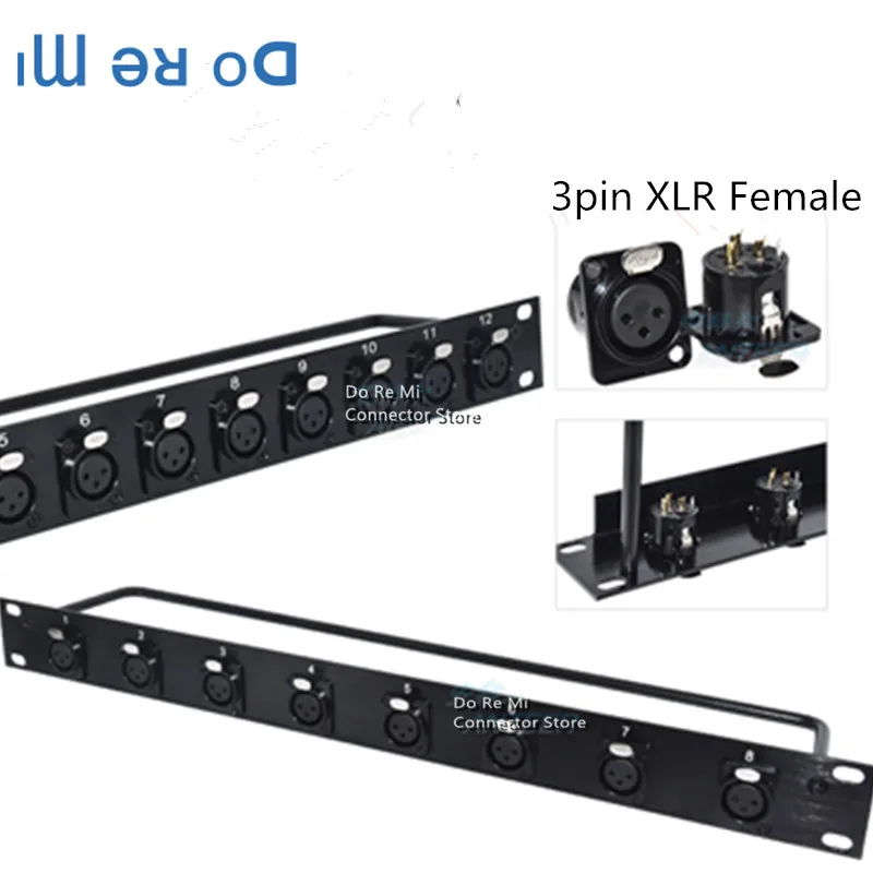 XLR three-core 3Pin Female jumper 1U cabinet wiring aluminum alloy Rack Patch Panel 8 12 16 Way XLR Male Canon Connnector 19inch
XLR three-core 3Pin Female jumper 1U cabinet wiring aluminum alloy Rack Patch Panel 8 12 16 Way XLR Male Canon Connnector 19inch