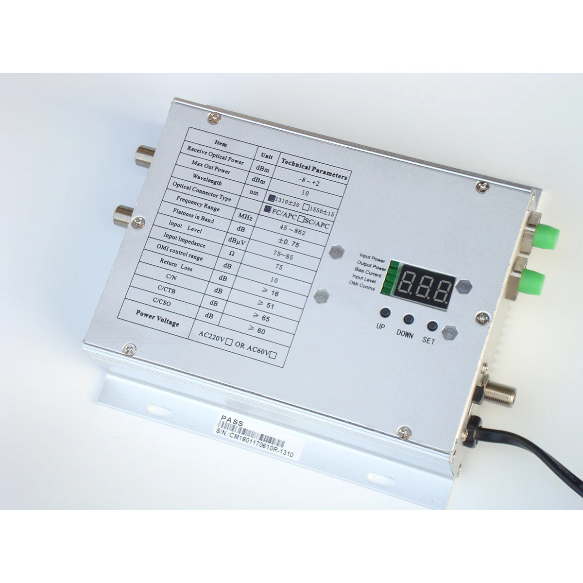 Supply Optical Power 6db RF to Fibre Optical Relay Amplifier,1310nm 1550nm Cable TV Optical Transmitter
Supply Optical Power 6db RF to Fibre Optical Relay Amplifier,1310nm 1550nm Cable TV Optical Transmitter