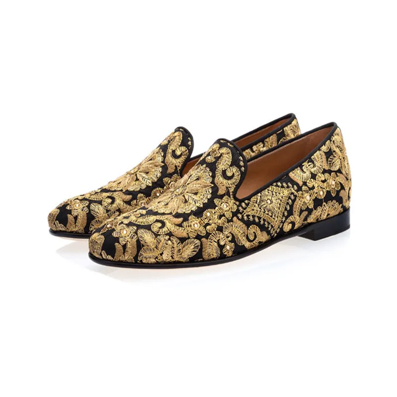 Embroidered Leather Shoes Men Dress Fashion Gold Flower Leaf Casual Moccasin Slip On Loafers Breathable Comfotable Driving Shoes
Embroidered Leather Shoes Men Dress Fashion Gold Flower Leaf Casual Moccasin Slip On Loafers Breathable Comfotable Driving Shoes