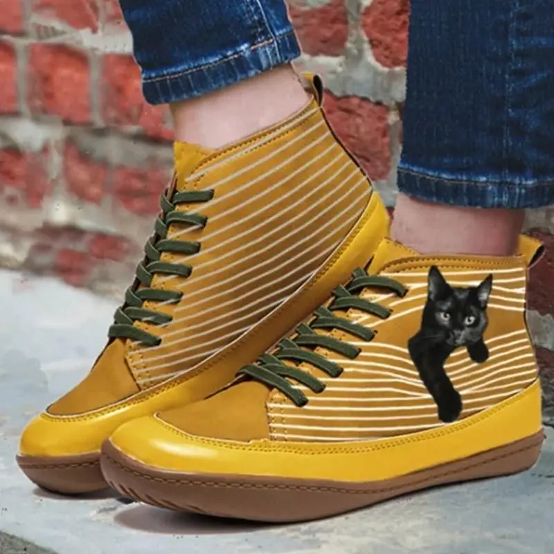 2022 New Women's PU Splicing Suede Cat Fashion Lace Up Striped Flat Bottom Boots Comfortable Leisure Hot Women's Boots
2022 New Women's PU Splicing Suede Cat Fashion Lace Up Striped Flat Bottom Boots Comfortable Leisure Hot Women's Boots