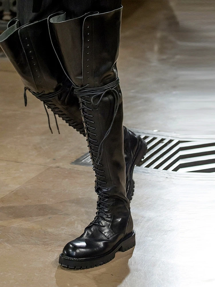 Thick Heel Lace Up Riding Boots Thigh High Round Toe Zipper Over The Knee Black Leather Winter Women Boots Casual Low Heel Shoes
Thick Heel Lace Up Riding Boots Thigh High Round Toe Zipper Over The Knee Black Leather Winter Women Boots Casual Low Heel Shoes