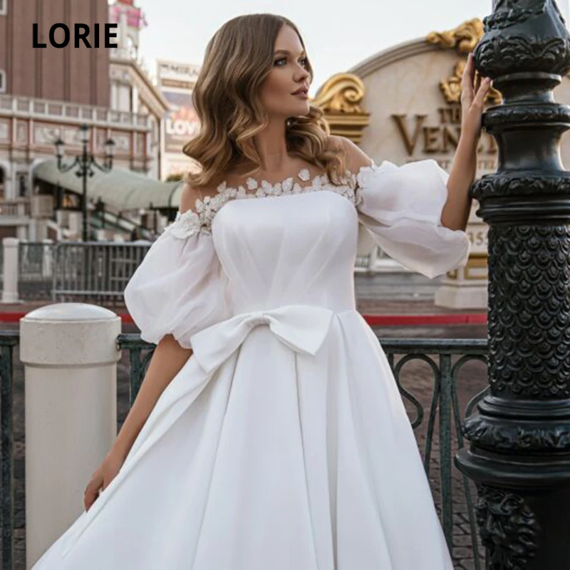 LORIE Country Wedding Dresses for Bride with Detachable Top Short Puff Sleeves A-Line Satin Princess Wedding Gown 2021
LORIE Country Wedding Dresses for Bride with Detachable Top Short Puff Sleeves A-Line Satin Princess Wedding Gown 2021