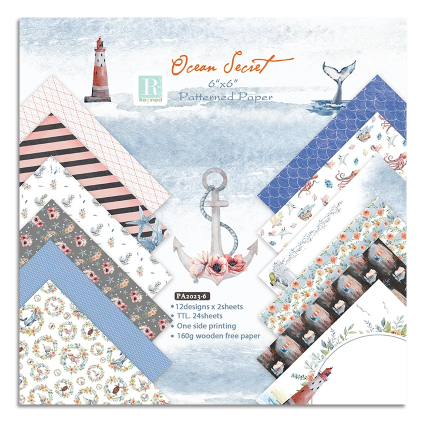 24 sheets 6"X6" Ocean Seciet Patterned Paper Pad DIY Scrapbooking Paper Pack Handmade Paper Craft Background Pad Alinacutle
24 sheets 6"X6" Ocean Seciet Patterned Paper Pad DIY Scrapbooking Paper Pack Handmade Paper Craft Background Pad Alinacutle