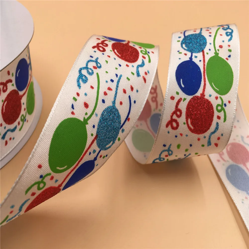 38MM 25yards Wired Edge White Taffeta Ribbon Multicolor Glitter Balloon for Festival Christmas Decoration New Year Gift Wrapping
38MM 25yards Wired Edge White Taffeta Ribbon Multicolor Glitter Balloon for Festival Christmas Decoration New Year Gift Wrapping