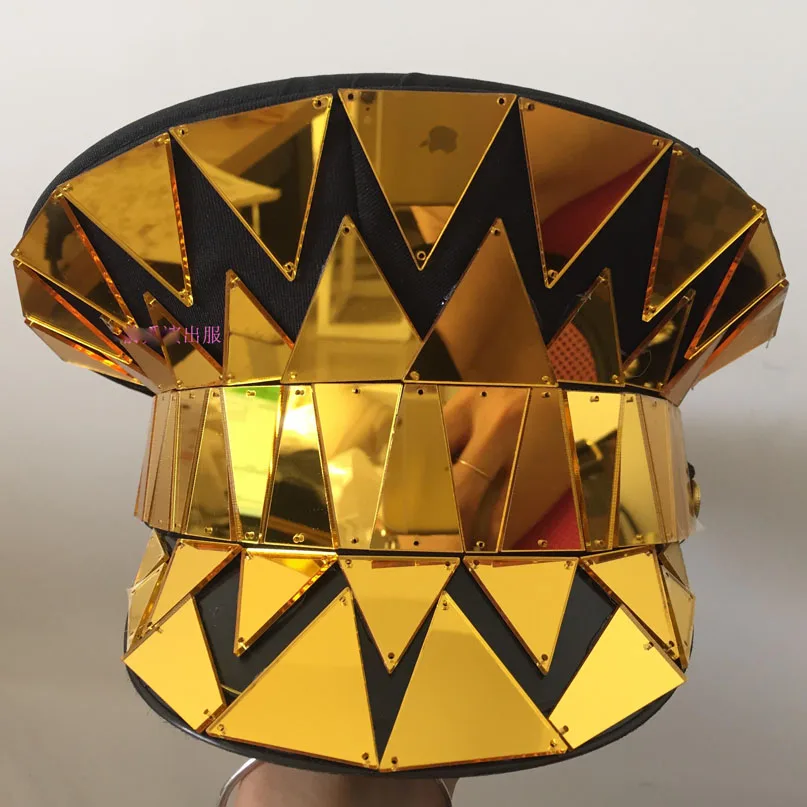 Плоская кепка Золотая зеркальная шляпа Серебряная стеклянная кепка Ночной клуб Мужчины Женщины DS Певец Performance Блестящая военная кепка
Плоская кепка Золотая зеркальная шляпа Серебряная стеклянная кепка Ночной клуб Мужчины Женщины DS Певец Performance Блестящая военная кепка