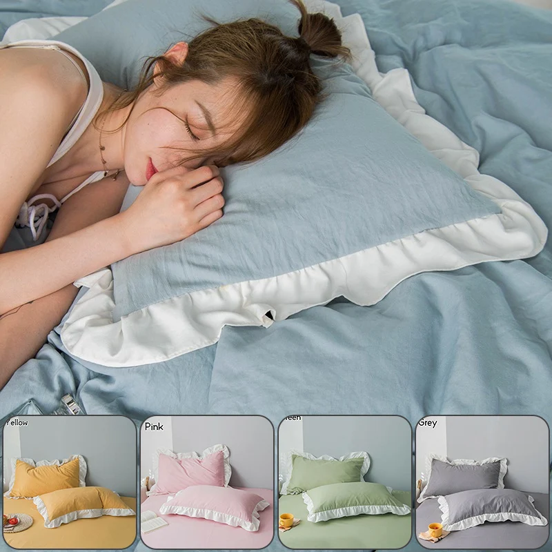 2 Pcs Simplicity Cotton Linen Washed Natural Pillow Cases Long Ruffles Pillow Covers Princess European Pillowcase
2 Pcs Simplicity Cotton Linen Washed Natural Pillow Cases Long Ruffles Pillow Covers Princess European Pillowcase