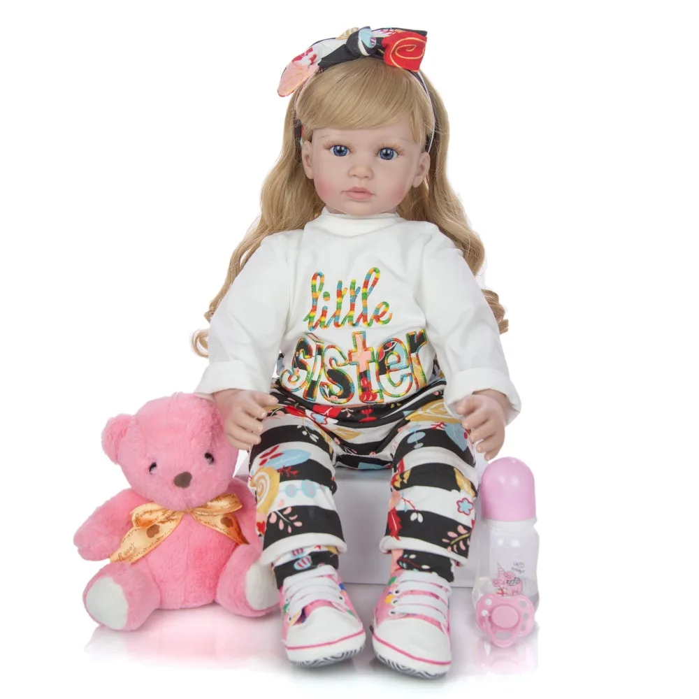 60 cm Silicone Soft Vinyl Reborn Baby Doll Lifelike Princess Doll With Blond Hair Girls Brinquedos Birthday Gift Play Doll Toys
60 cm Silicone Soft Vinyl Reborn Baby Doll Lifelike Princess Doll With Blond Hair Girls Brinquedos Birthday Gift Play Doll Toys