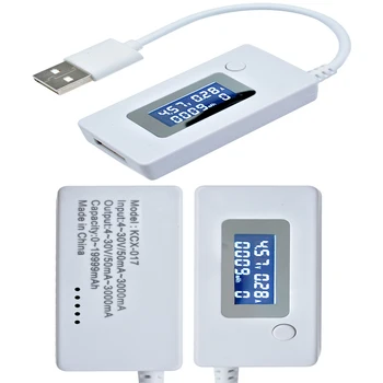 KCX-017 Witte Staart Ampèremeter LCD Display Mini USB Spanning Stroom Capaciteit Monitor Tester Meter 4-30V Detector Mobiele Power Tester