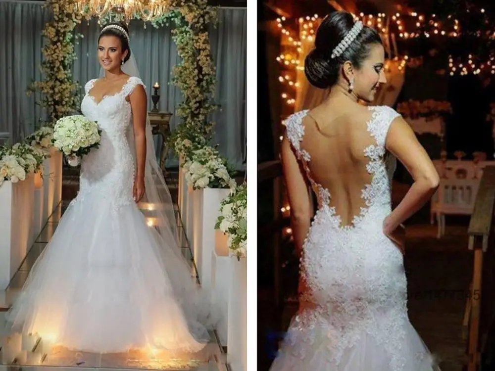 Mermaid Wedding Dress 2016 Sweetheart Sleeveless Sheer Back Sweep Train Tulle and Applique White Wedding Gowns Vestido De Noiva
Mermaid Wedding Dress 2016 Sweetheart Sleeveless Sheer Back Sweep Train Tulle and Applique White Wedding Gowns Vestido De Noiva