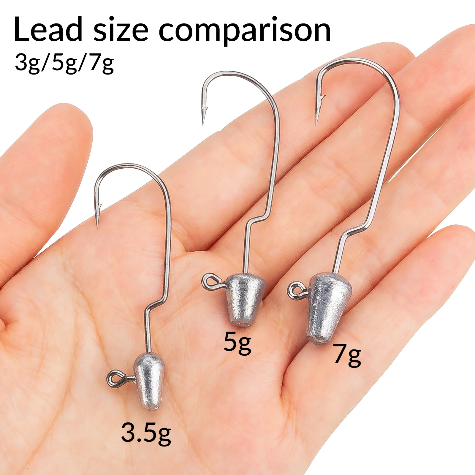 10pcs 3.5g 5g 7g Bullet Lead Head Hooks High Carbon Steel Narrow Crank Hook Jig Heads Offset Fishhook For Soft Lures
10pcs 3.5g 5g 7g Bullet Lead Head Hooks High Carbon Steel Narrow Crank Hook Jig Heads Offset Fishhook For Soft Lures