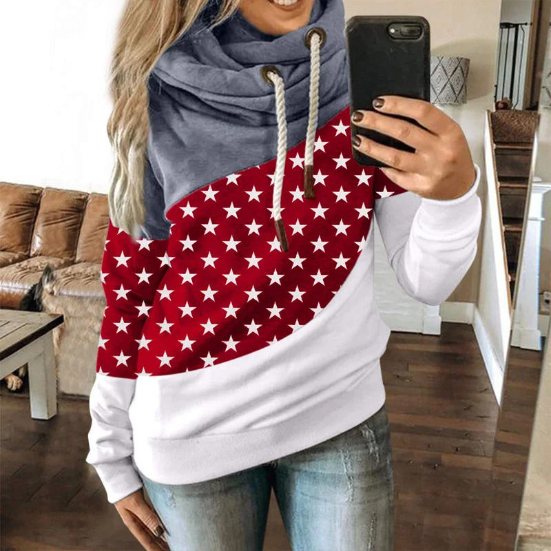 Streetwear Women Stitching Hooded Loose Pullovers Ladies Tops Long Sleeves Scarf Collar Hoodies Women's Winter Print Sweatshirts
Streetwear Women Stitching Hooded Loose Pullovers Ladies Tops Long Sleeves Scarf Collar Hoodies Women's Winter Print Sweatshirts