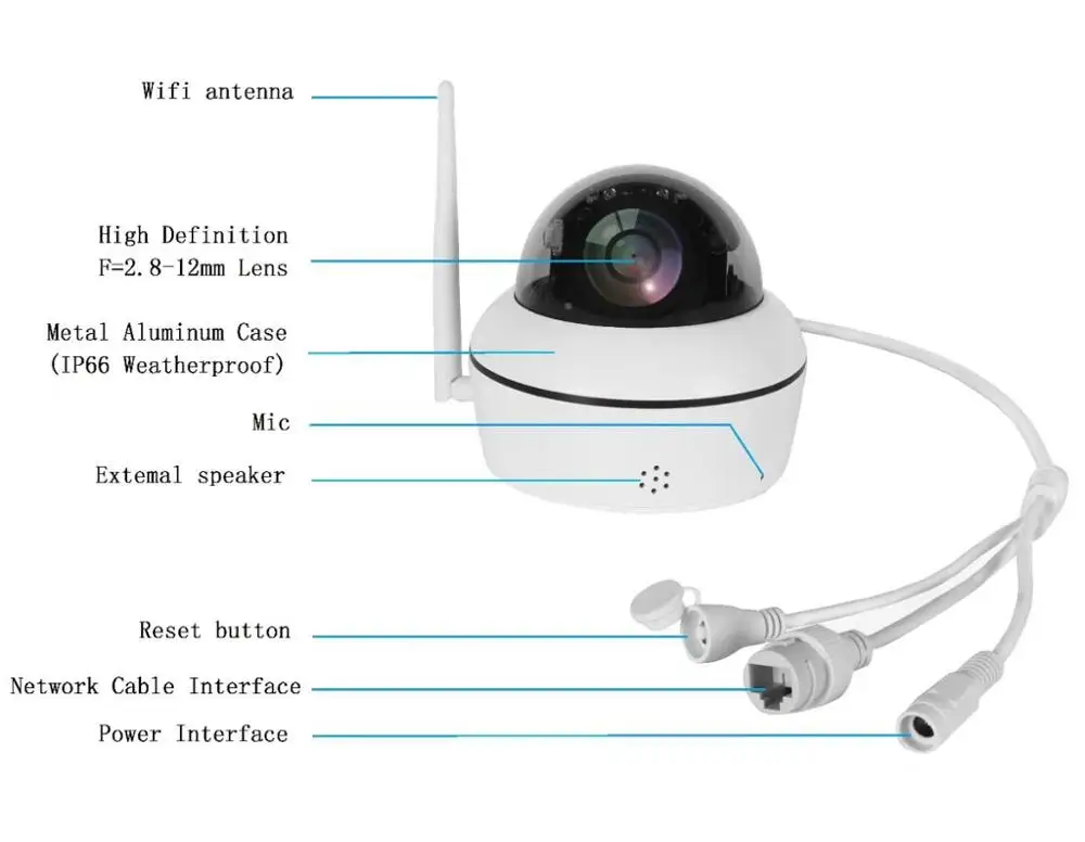 2MP 1080P 2.5 Inch 4X Zoom Full Metal Case Wireless WIFI PTZ Camera POE Intercom Speed Dome IP Camera IR 30M
2MP 1080P 2.5 Inch 4X Zoom Full Metal Case Wireless WIFI PTZ Camera POE Intercom Speed Dome IP Camera IR 30M