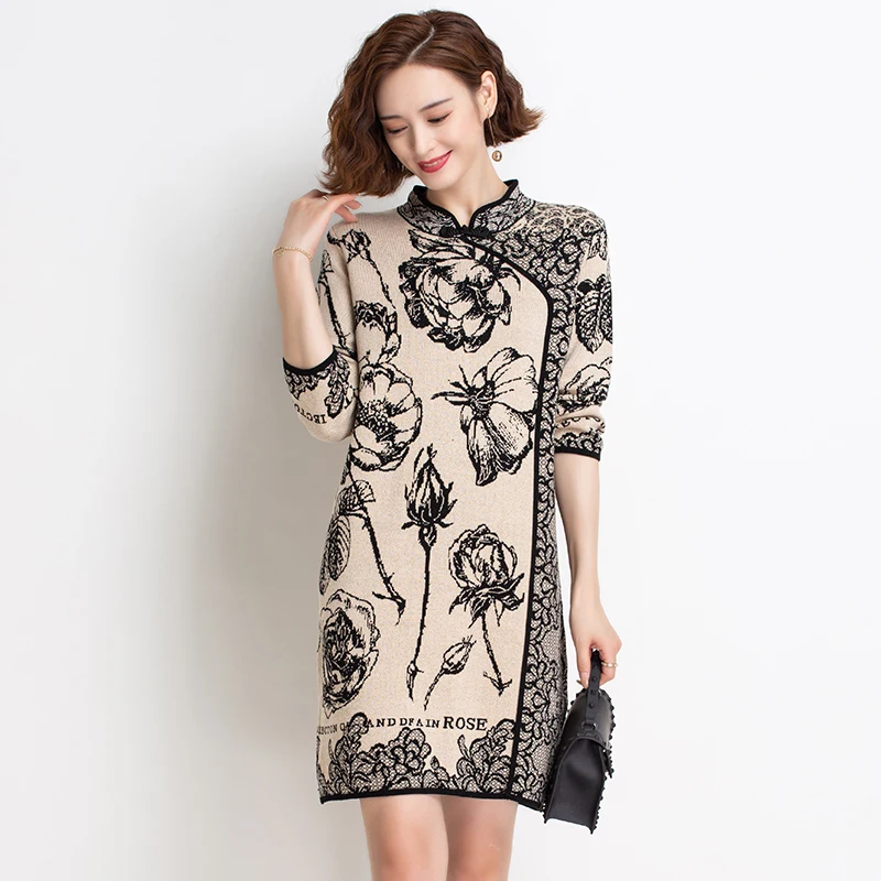Women Floral Sweater Elegant Butterfly Collar Knit Dress Female Sweaters Dress Pullovers
Women Floral Sweater Elegant Butterfly Collar Knit Dress Female Sweaters Dress Pullovers