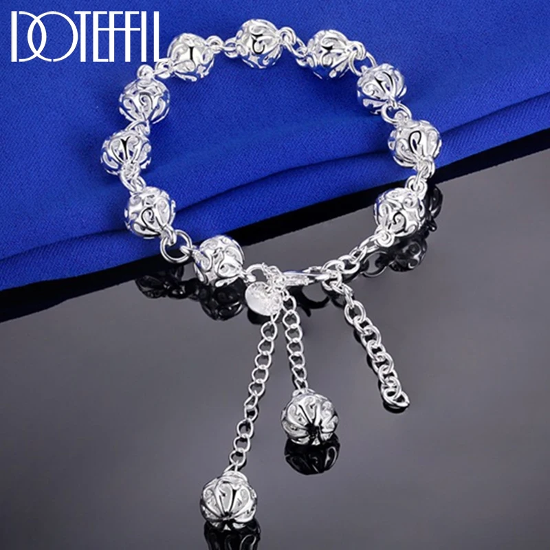 DOTEFFIL 8mm Hollow Ball Bracelet 925 Sterling Silver For Women Wedding Engagement Party Fashion Jewelry
DOTEFFIL 8mm Hollow Ball Bracelet 925 Sterling Silver For Women Wedding Engagement Party Fashion Jewelry