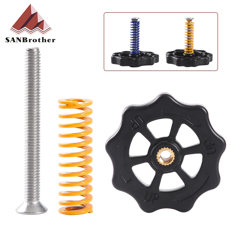 Hot Bed Spring Leveling Kit Adjustment Nut+Springs+M3*40 Screw Heatbed Kit For 3D Printer UM2+ 2
Hot Bed Spring Leveling Kit Adjustment Nut+Springs+M3*40 Screw Heatbed Kit For 3D Printer UM2+ 2
