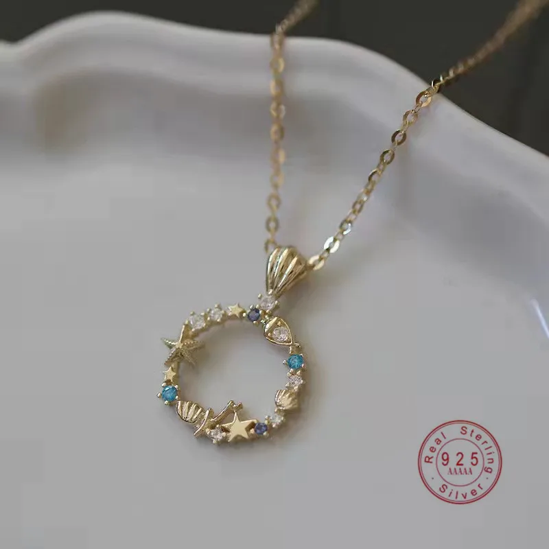 HI MAN Star Shell Starfish Zircon Stitching Round S925 Sterling Silver Pendant Necklace Women Cute Party Jewelry
HI MAN Star Shell Starfish Zircon Stitching Round S925 Sterling Silver Pendant Necklace Women Cute Party Jewelry