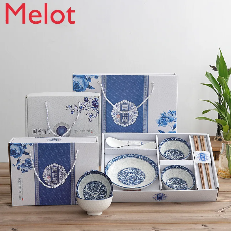 Chinese Style Blue and White Porcelain Tableware Household Ceramic Bowl Plate Chopsticks Spoon Chinese Style Gifts Bowl PlateSet
Chinese Style Blue and White Porcelain Tableware Household Ceramic Bowl Plate Chopsticks Spoon Chinese Style Gifts Bowl PlateSet