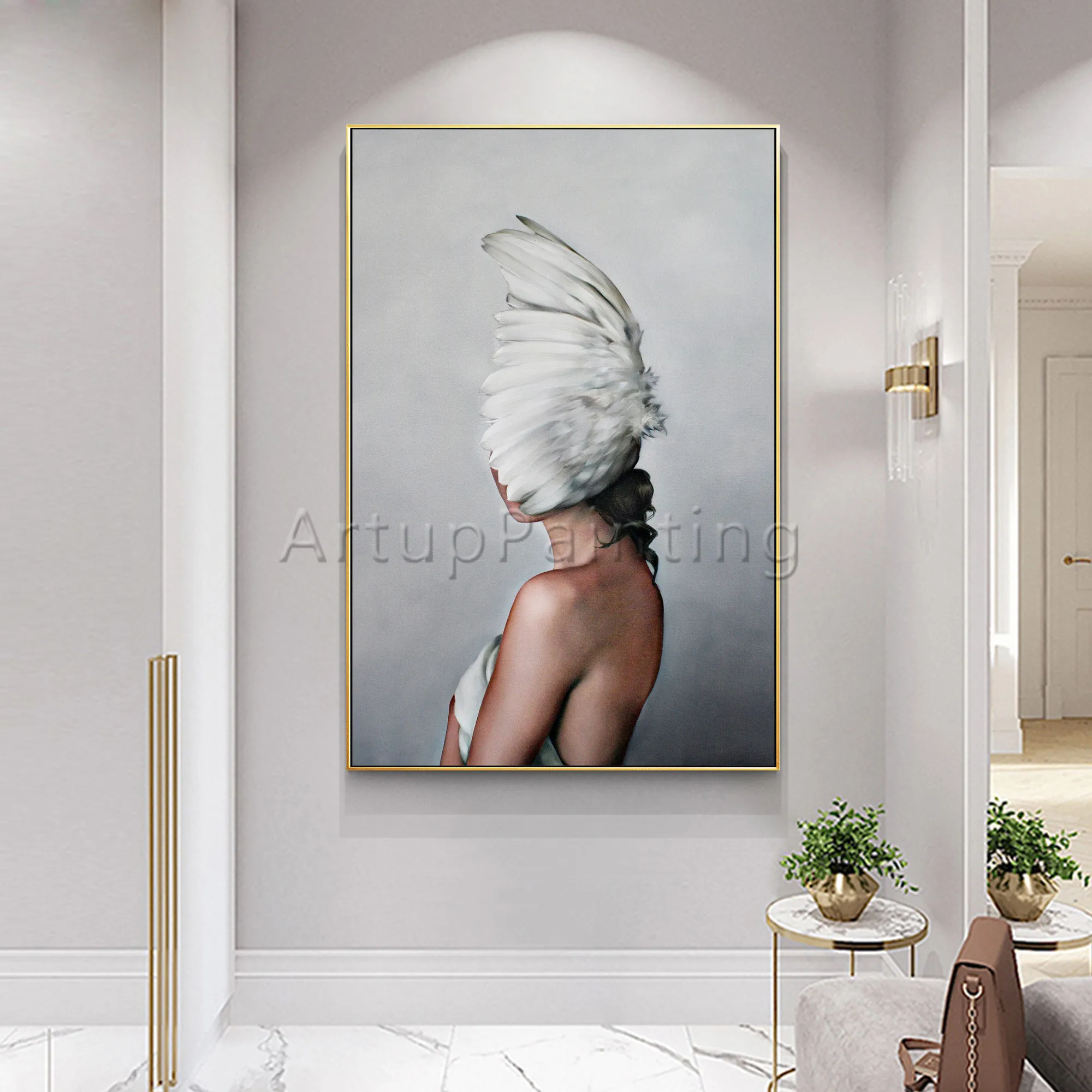 Modern oil Painting on Canvas Hand Painted white feather woman potrait Wall Art Picture for Living Room Home Decoration
Modern oil Painting on Canvas Hand Painted white feather woman potrait Wall Art Picture for Living Room Home Decoration
