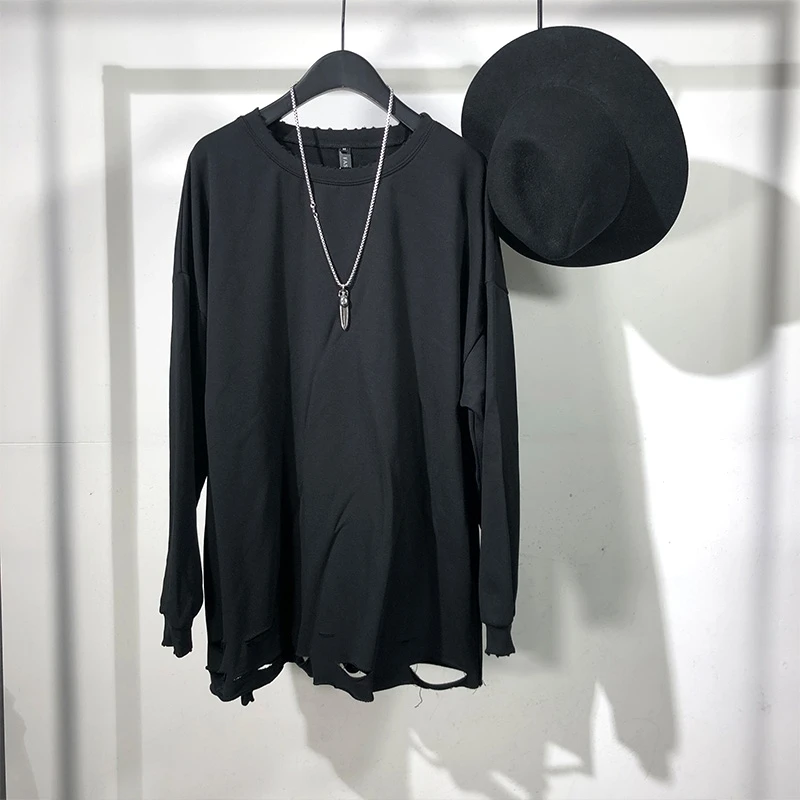 Men's Long Sleeve T-Shirt Spring New Dark Simple Fashion Quality Loose Hem Hole Design Street Style Casual Undershirt
Men's Long Sleeve T-Shirt Spring New Dark Simple Fashion Quality Loose Hem Hole Design Street Style Casual Undershirt