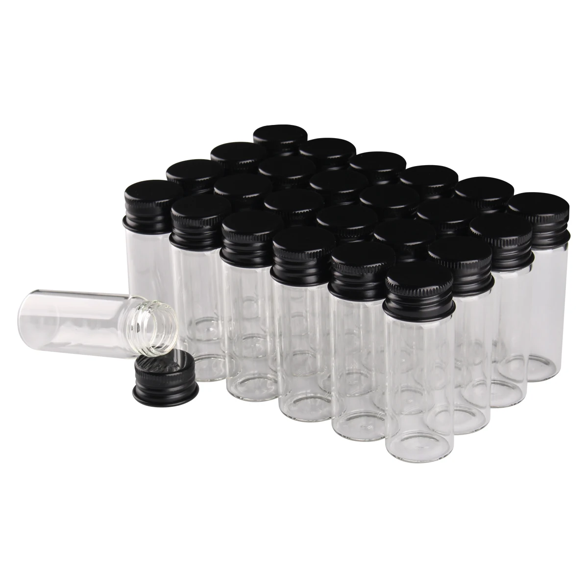 24 pieces 22*60mm 14ml Transparent Glass Bottles Jars with Black Aluminum Lids for Gift DIY Crafts Wedding Favors
24 pieces 22*60mm 14ml Transparent Glass Bottles Jars with Black Aluminum Lids for Gift DIY Crafts Wedding Favors