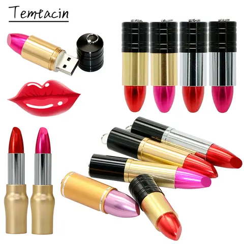 Pendrive Metal Lipstick USB Flash Drive 16GB 32GB 64GB 128GB 256GB Pen Drive Lady Cle USB Memoria USB Stick Memory Storage Disk