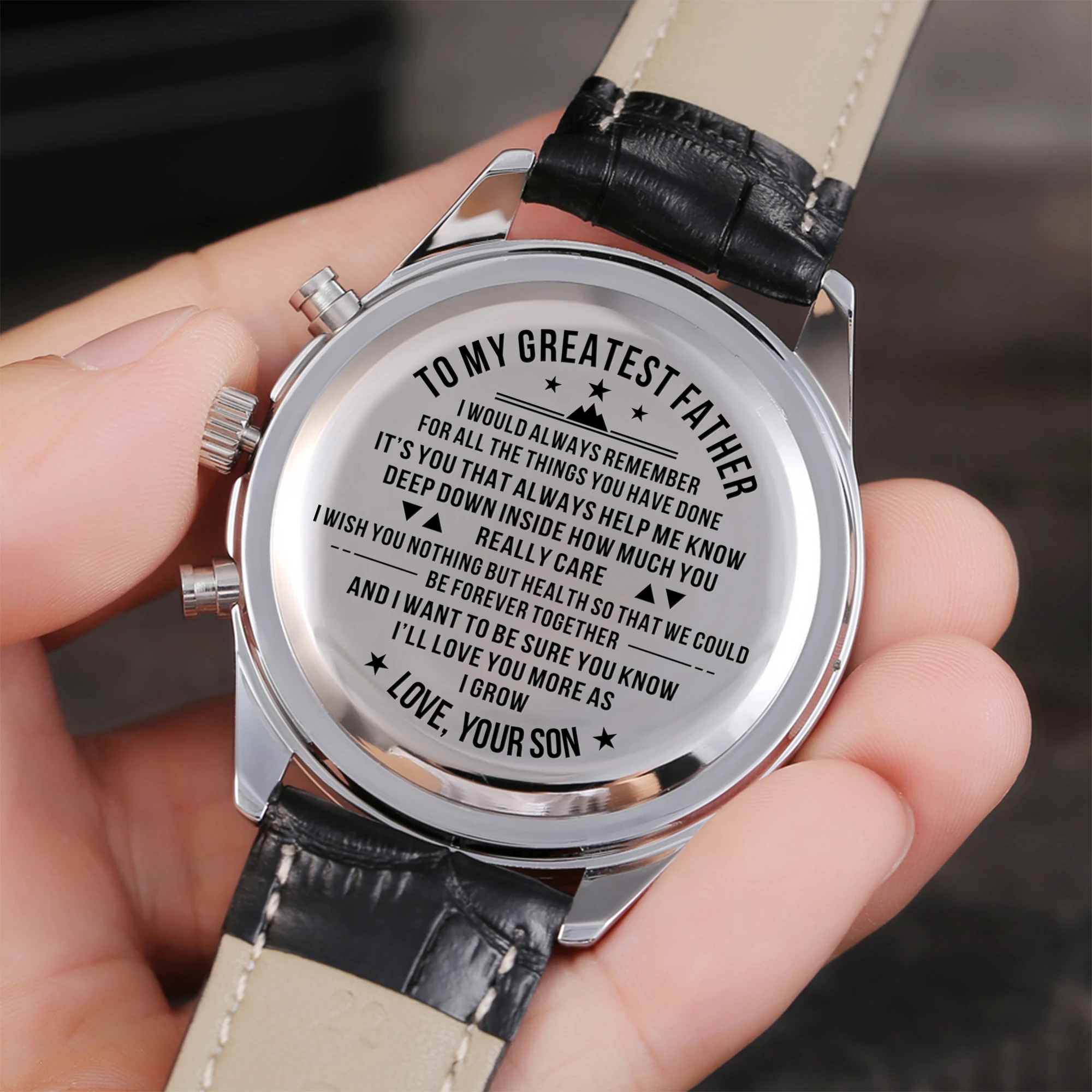 "To men to my dad my dad the best gift all wood carved Waterproof luxury watch "
"To men to my dad my dad the best gift all wood carved Waterproof luxury watch "