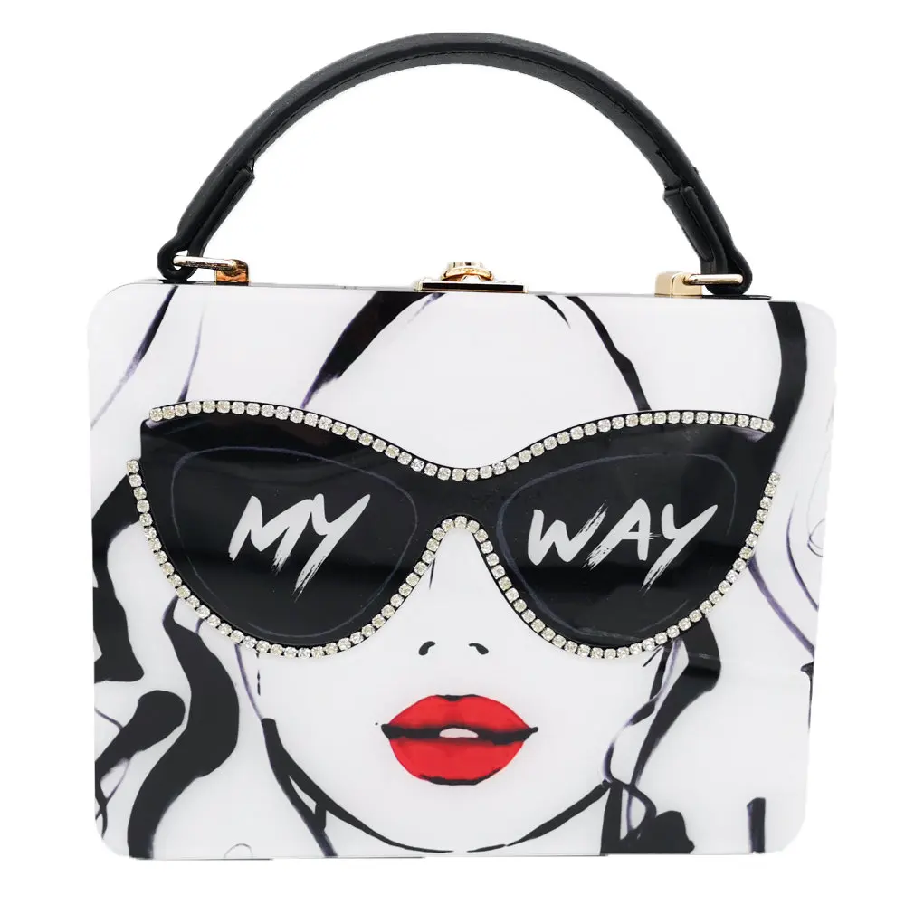 Boutique De FGG Sunglasses MY WAY Letter Print Women's Fashion Acrylic Totes Shoulder Crossbody Bag Designer Box Handbag Purse
Boutique De FGG Sunglasses MY WAY Letter Print Women's Fashion Acrylic Totes Shoulder Crossbody Bag Designer Box Handbag Purse